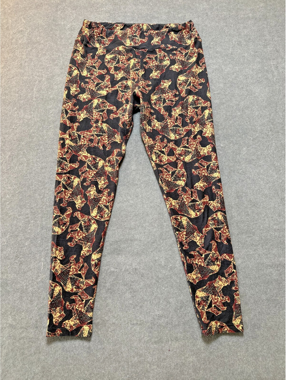 LuLaRoe Tall & Curvy Abstract Animal Print Leggings Brown Black Stretch